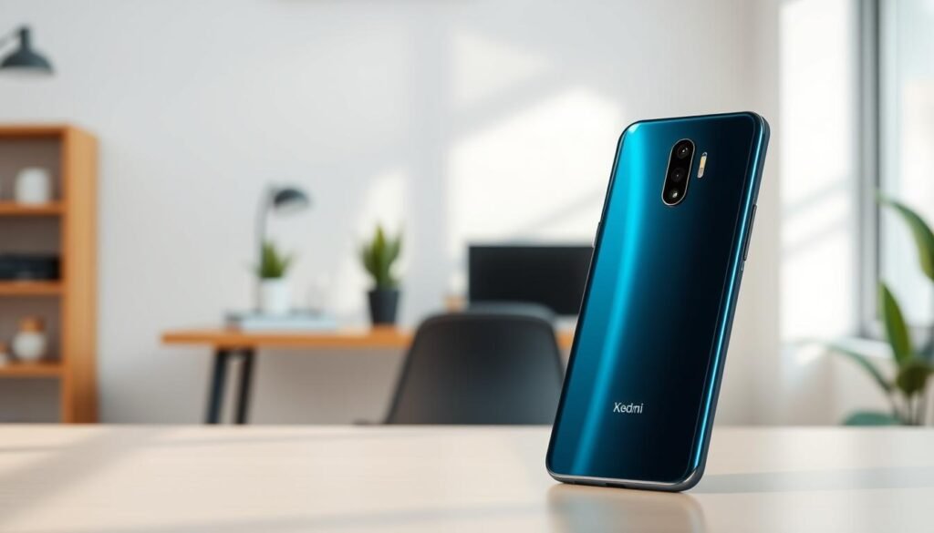 A sleek Xiaomi Redmi Note 11 smartphone prominently displayed in the foreground, showcasing its vibrant display and modern design in a stylish black finish. The device is angled slightly to reveal its slim profile and the glossy camera module at the back. In the middle background, a soft-focus workspace with minimalistic elements, such as a wooden desk and potted plants, conveys a professional yet inviting atmosphere. Natural soft lighting illuminates the scene, casting gentle shadows that highlight the smartphone's curves. The overall mood is contemporary and tech-savvy, emphasizing the smartphone's value as a top contender in its price range, while inviting curiosity about its features and performance. No text or branding is included in the image. A sleek Xiaomi Redmi Note 11 smartphone prominently displayed in the foreground, showcasing its vibrant display and modern design in a stylish black finish. The device is angled slightly to reveal its slim profile and the glossy camera module at the back. In the middle background, a soft-focus workspace with minimalistic elements, such as a wooden desk and potted plants, conveys a professional yet inviting atmosphere. Natural soft lighting illuminates the scene, casting gentle shadows that highlight the smartphone's curves. The overall mood is contemporary and tech-savvy, emphasizing the smartphone's value as a top contender in its price range, while inviting curiosity about its features and performance. No text or branding is included in the image.