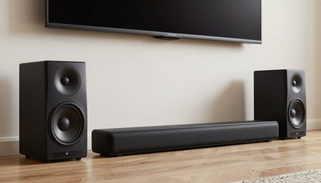 Soundbar intermediária com subwoofer sem fio