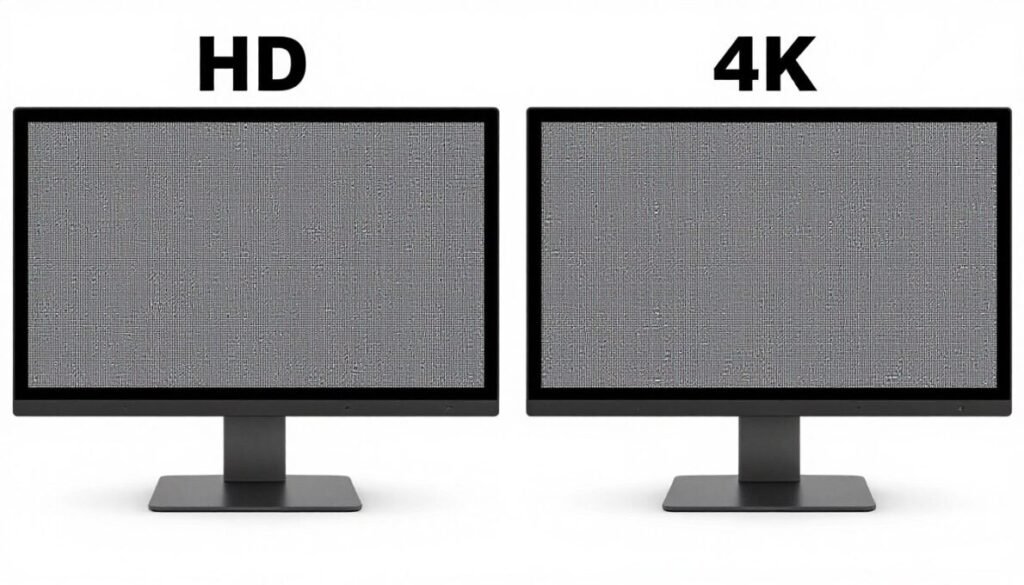 comparação visual entre diferentes resoluções de monitor mostrando qualidade de imagem